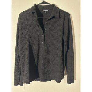 Modern Works Black Textured Long Sleeve Button-Up Shirt Size S